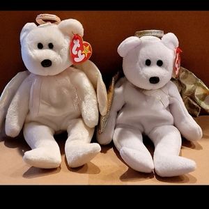 Ty Beanie Babies 1998 Halo the Bear and 2000 Halo II the Bear